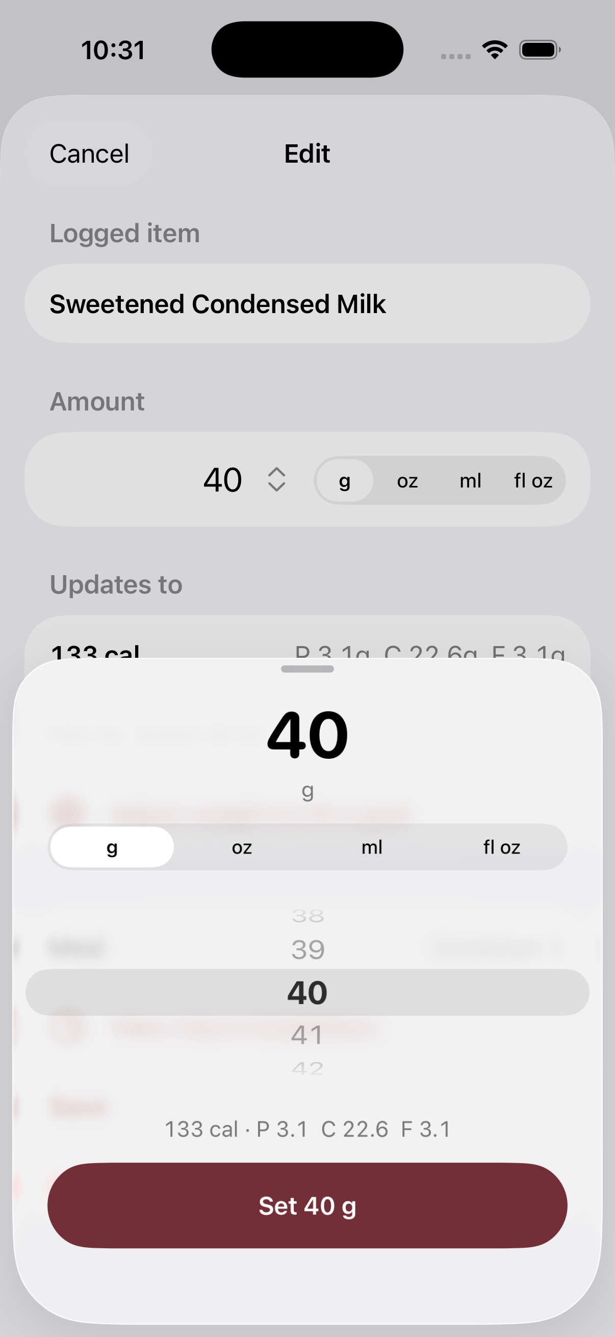 Weight tracking